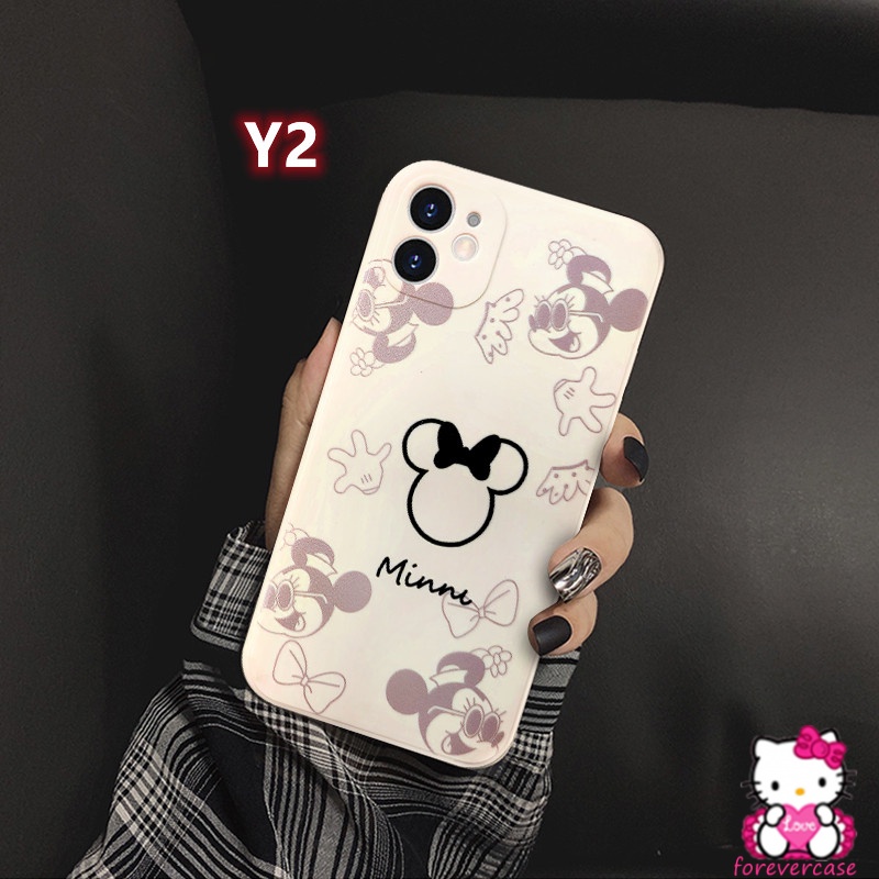 Cartoon Case Iphone 13 pro max 11 12 Couple 7 8 Plus Lover Cute Kawaii Xr Xs X Mickey Mouse Xs Max Se 2020 6 6S Plus Straight Edge Square Iphone 12 11 Pro Max Minnie Tpu Soft Camera Protector Cover