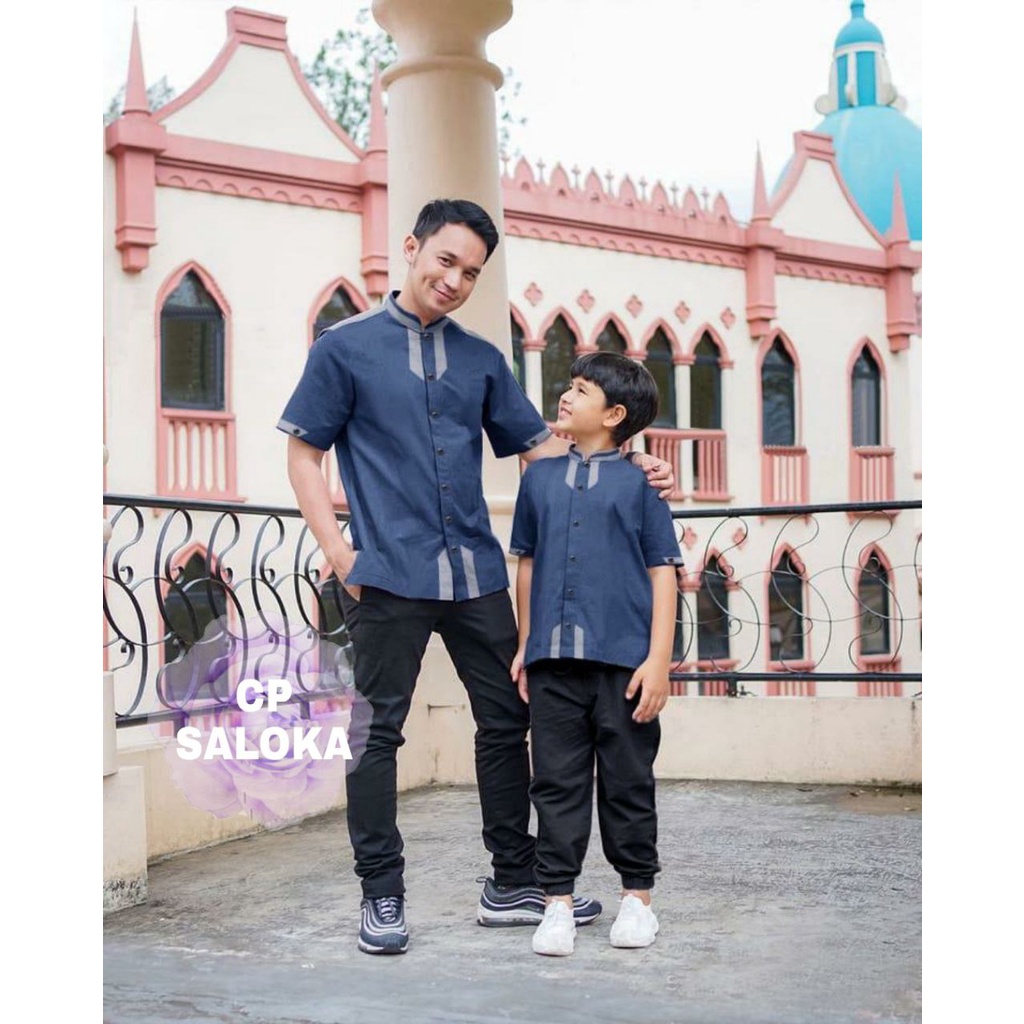 COUPLE SALOKA BAJU KOKO FASHION AYAH ANAK SEPASANG / ATASAN PAKAIAN MUSLIM TERLARIS