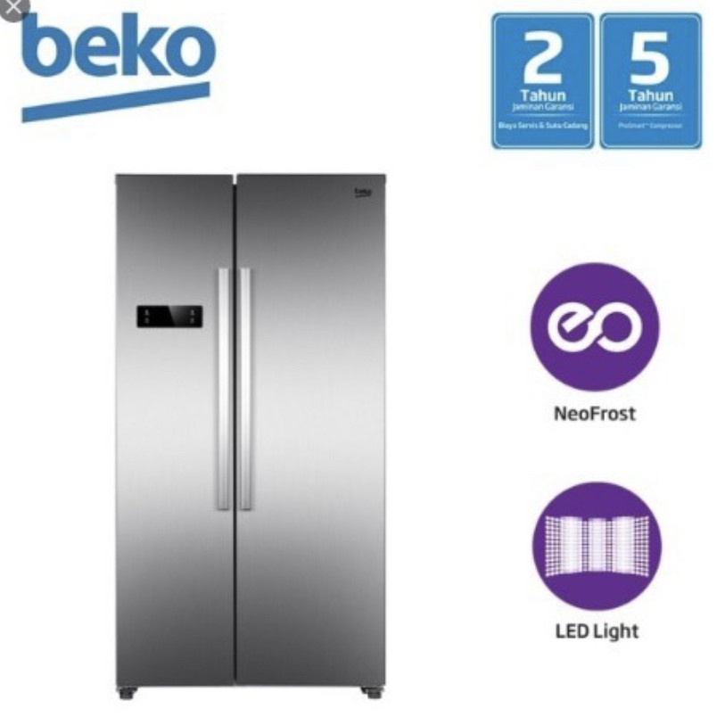 KULKAS BEKO GN04331XPID SIDE BY SIDE INVERTER STAINLESS STEEL 500 L