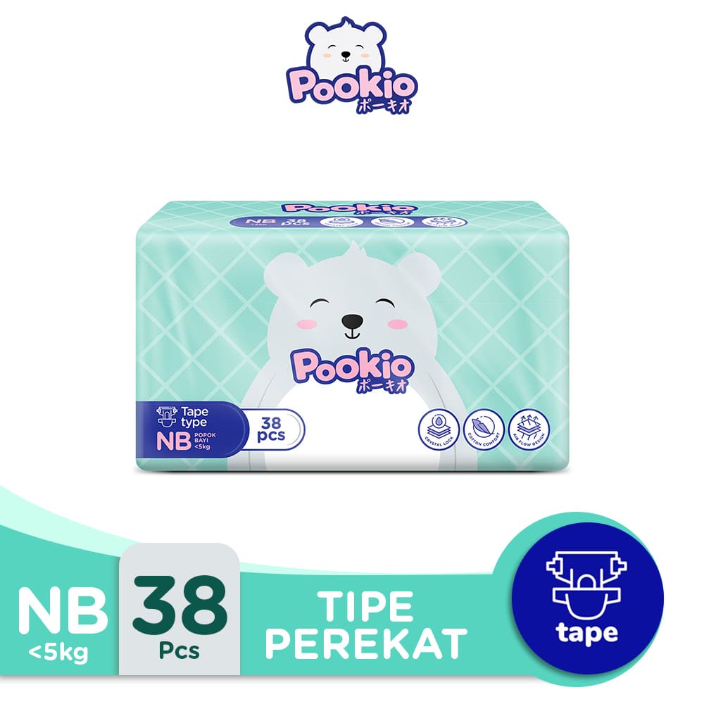 POOKIO Pampers Popok Bayi Perekat / Tape New Born NB 38