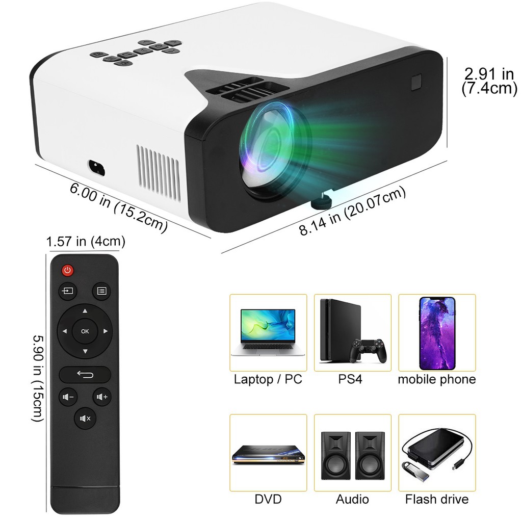 UB-20 - Home Portable LED Projector 720P - 3000 Lumens