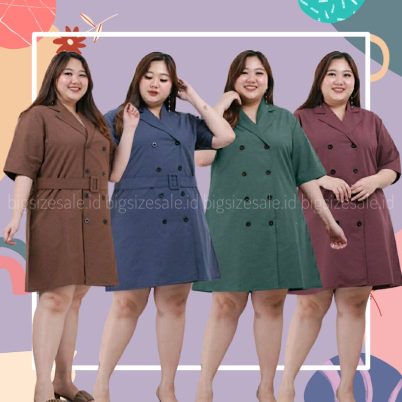 COAT Blazer Jumbo Polos LD 120 Baju Kerja Wanita Murah Dress Kantor Bigsize Curvy Slimlook Free Belt