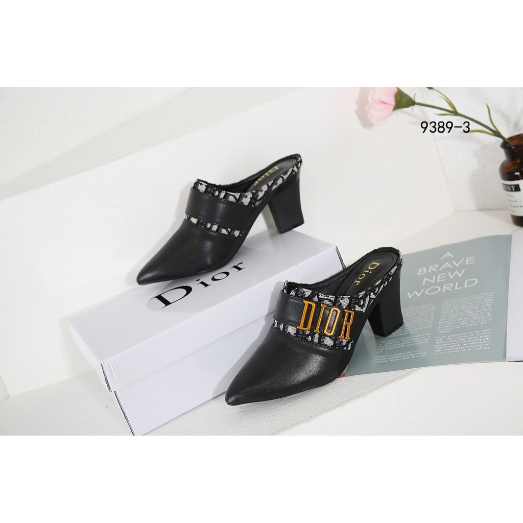 New Arrivall ! New Item !  Oblique &amp; Leather Heel Shoes #9389-3