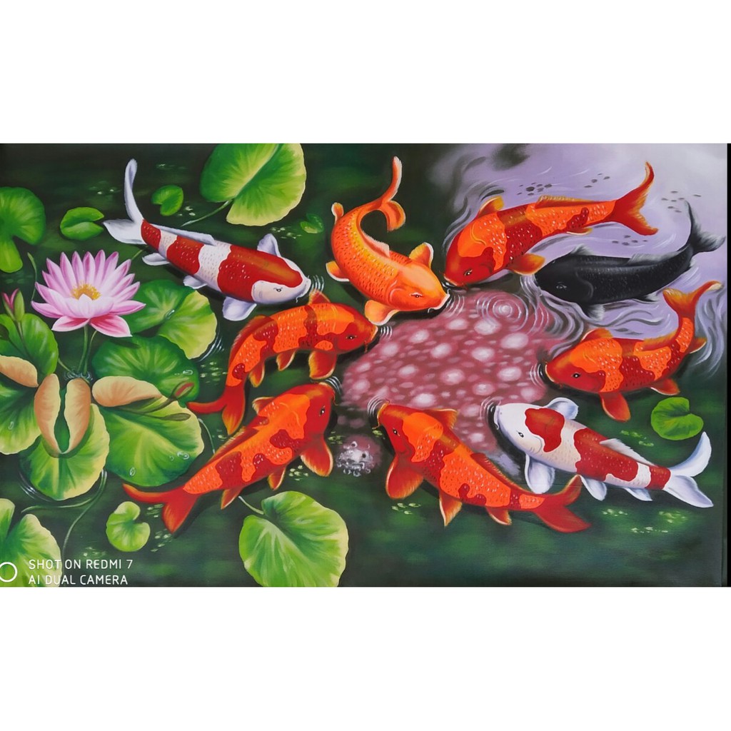 Lukisan ikan koi | Lukisan fengshui | Lukisan Bali| Lukisan indah | Lukisan cantik