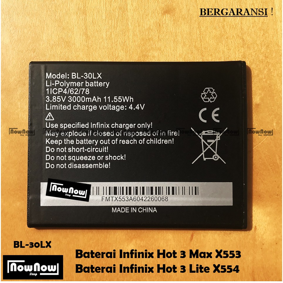 Baterai Infinix Hot 3 Lite X554 Hot 3 Max X553 BL-30LX Original Batre Batrai Battery HP