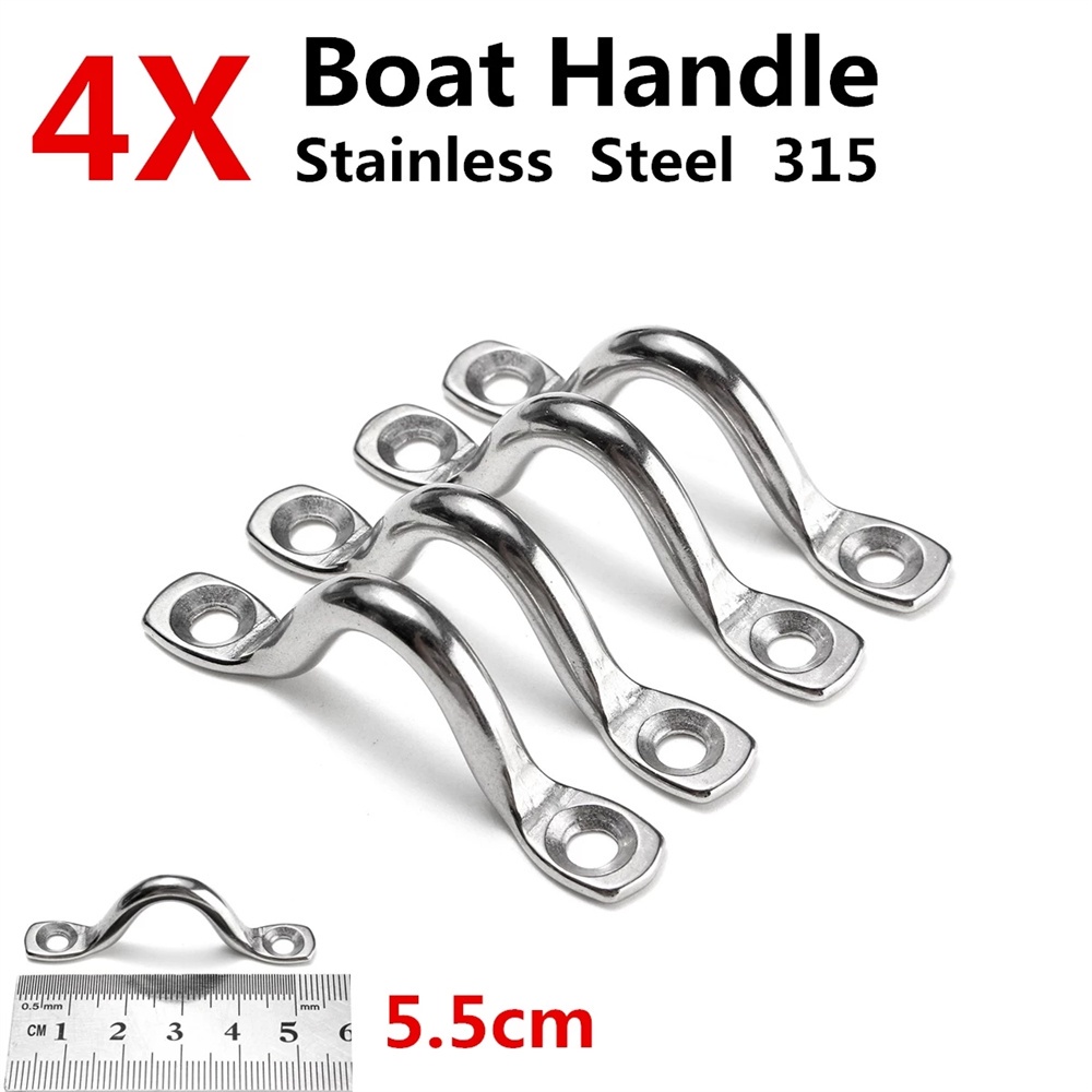 QUINTON Durable Saddle Clip Stainless Steel Staple Ring Hook Wire Eye Straps Boat Yacht Ship Marine Plate 4Pcs Water Sports Racing Boats Steel 315 Handle Doorknob