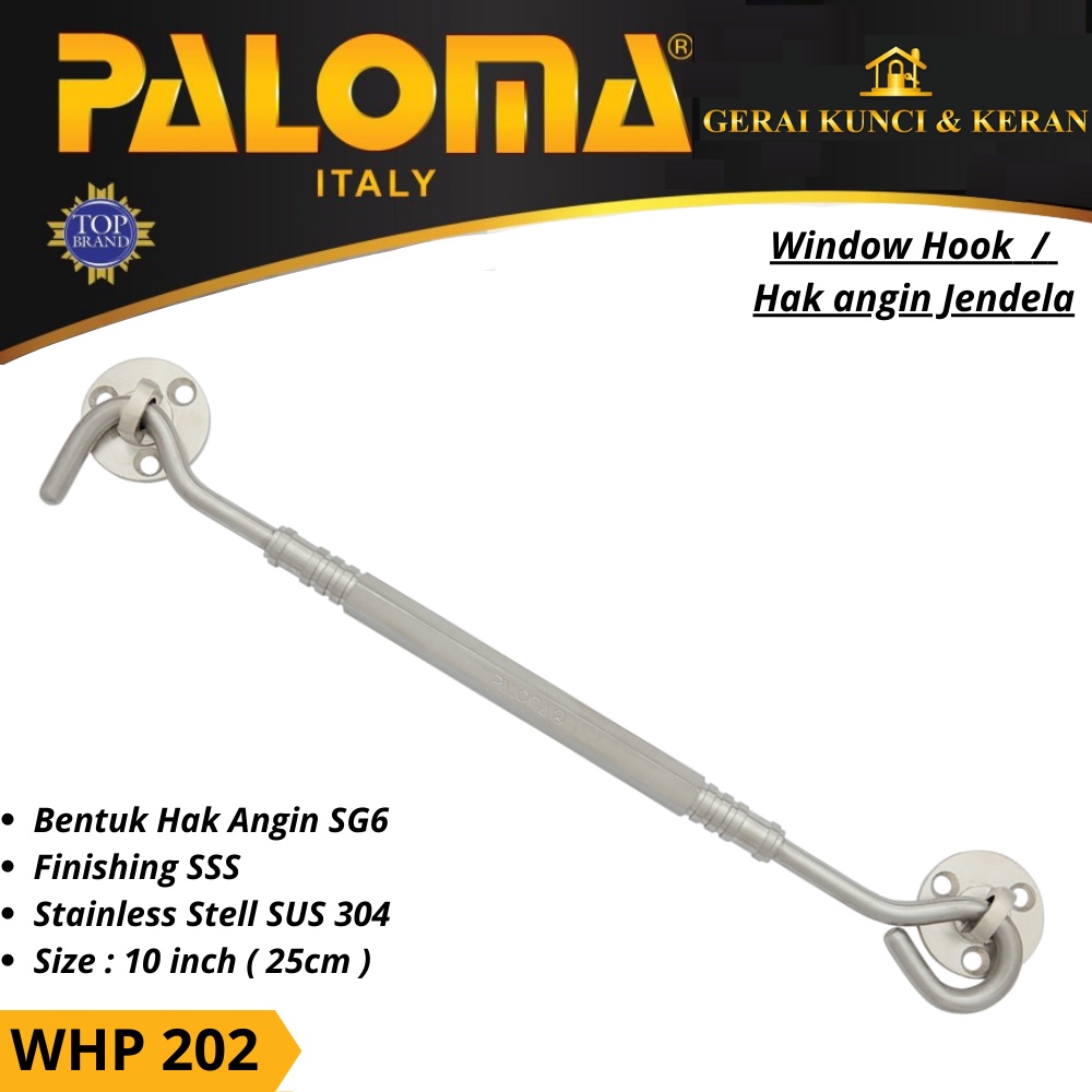 HAK ANGIN PENAHAN JENDELA WHP 202 STAINLESS 10&quot; INCH 25CM  WINDOW HOOK CANTOLAN