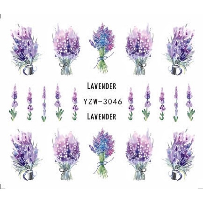 lavender nail sticker / stiker kuku bunga lavender nail art foil transfer flakes