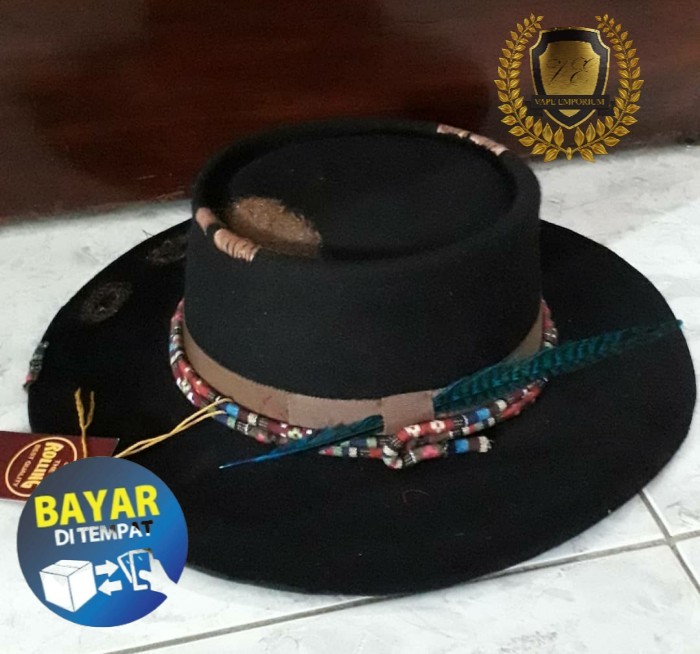 Fedora Hat TOPI LAKEN FEDORA HITAM IMPORT WOLL 100%