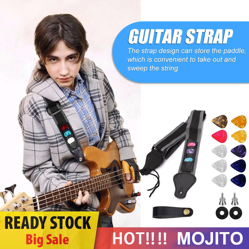 14pcs Strap Gitar Universal Dengan Picks Bahan Kulit Pu Untuk Bass Akustik