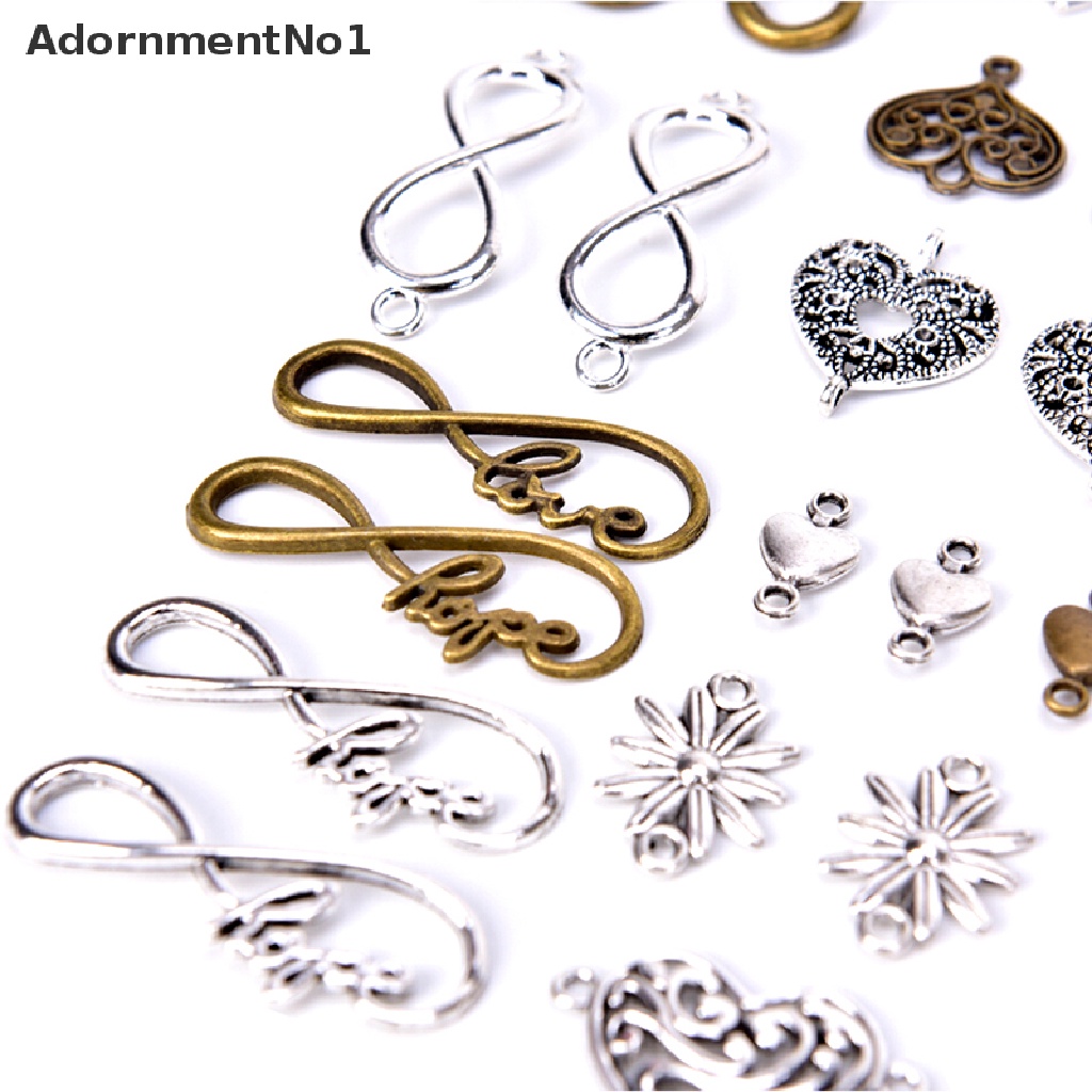 (AdornmentNo1) 50pcs / Lot Konektor Liontin Antik Bentuk Infinity Bahan Alloy Untuk Perhiasan DIY