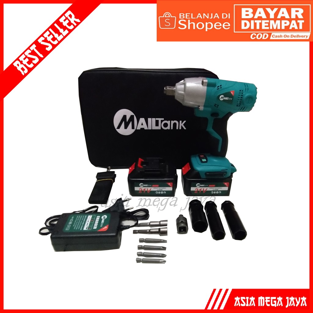 Mailtank Bor Cordless impact Wrench 21V Obeng Kunci Pas Electrik Tanpa Kabel 21 Volt