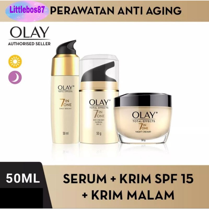 Olay Total Effects 7 in One 50g Serum Krim Anti Aging Skincare Normal Pagi | Malam | BB Foundation | Gentle Spf 15