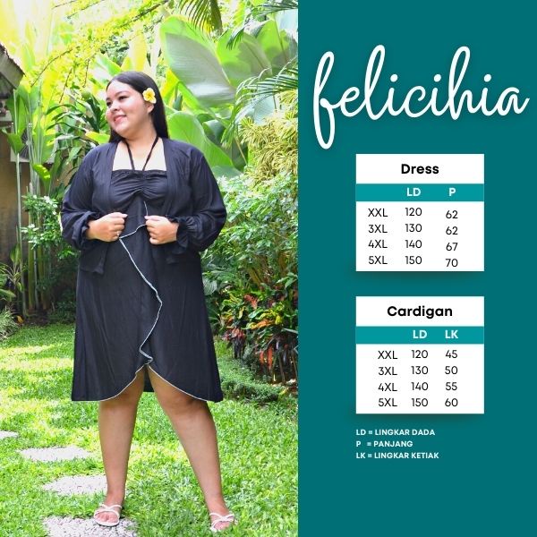 Balicihui Dress Felicia Dress Plus Size Jumbo Big Size Dress + Cardigan