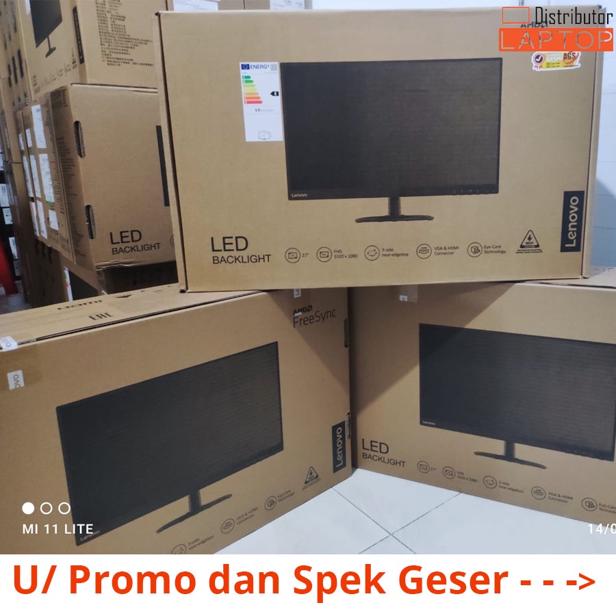MONITOR LED LENOVO D27-40 / 27 INCH FHD VA / 75Hz 4ms - CICILAN 0%