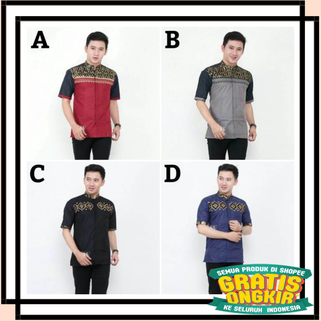 BATIK ANAK DEWASA ORANGTUA ALISAN / Nivana 3 Batik Koko Atasan Kemeja Pria Kombinasi Prada