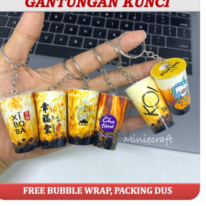 Bayar Di Tempat | 8MWS7 GANCI - GANTUNGAN KUNCI MINIATUR CUP BOBA KOI, XI BO BA, XING FU TANG, CHATI