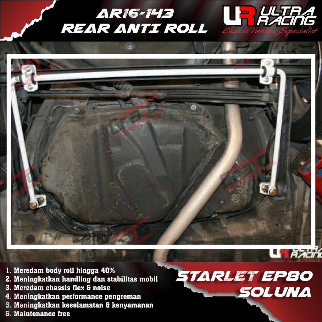 Aksesoris Stabiliser ULTRA RACING Safety Bar - Swaybar - Rear Anti Roll 16MM - Toyota Starlet EP80 E