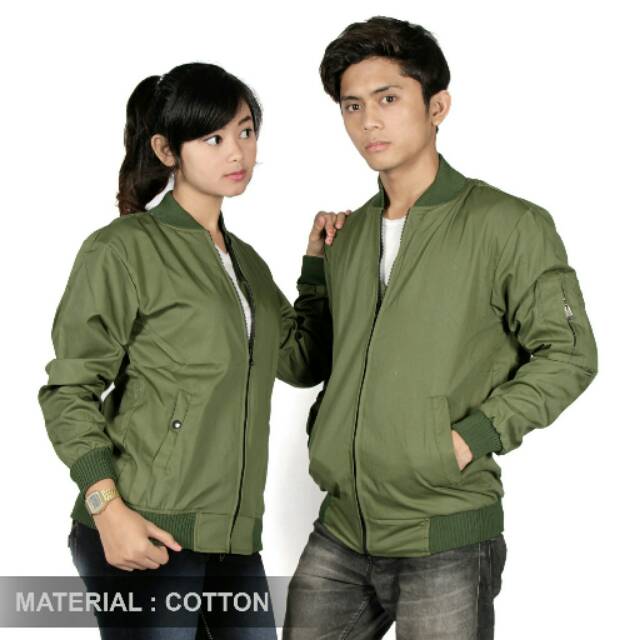 Jaket bomber couple  wanita warna green army premium