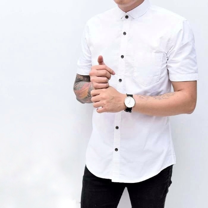 Kemeja Pria Boyi Top Man Lengan Pendek Kasual Polos Formal Kerja Size M-XL GMK