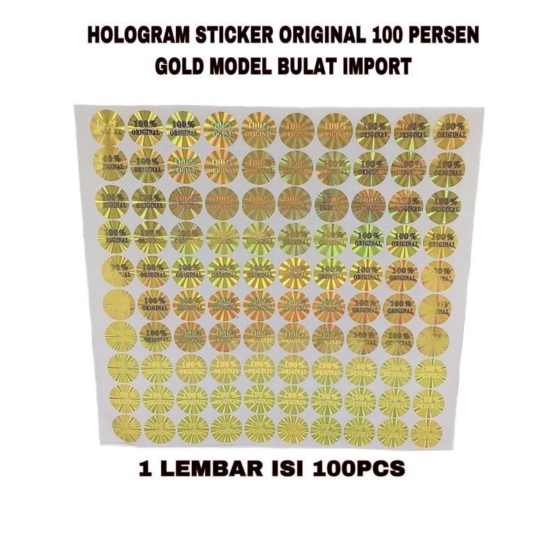 HOLOGRAM STICKER ORIGINAL 100 PERSEN SILVER DAN GOLD MODEL BULAT IMPORT