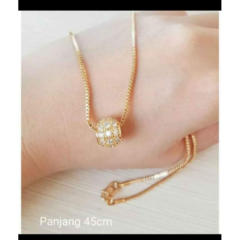 Kalung Perhiasan Xuping Titanium Bulat Bola Gold Awet
