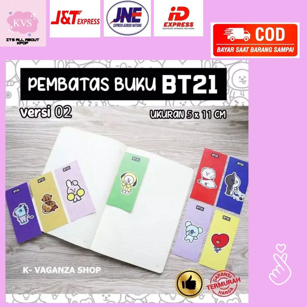 

Pembatas Buku Karakter bt21 Kertas Aesthetic Penanda Buku Bookmark bt21 5X11 cm Versi 2 Unofficial