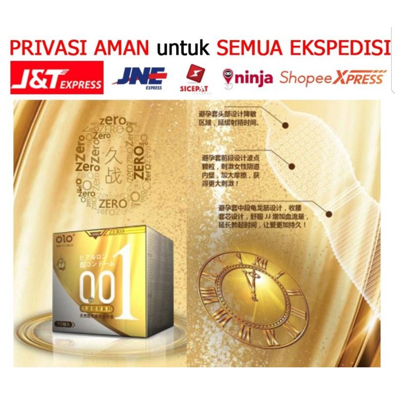 Original GROSIR OLO GOLD EMAS Kondom Super Tipis 0,01 Ultra Thin Condom 0.01 Exp Baru