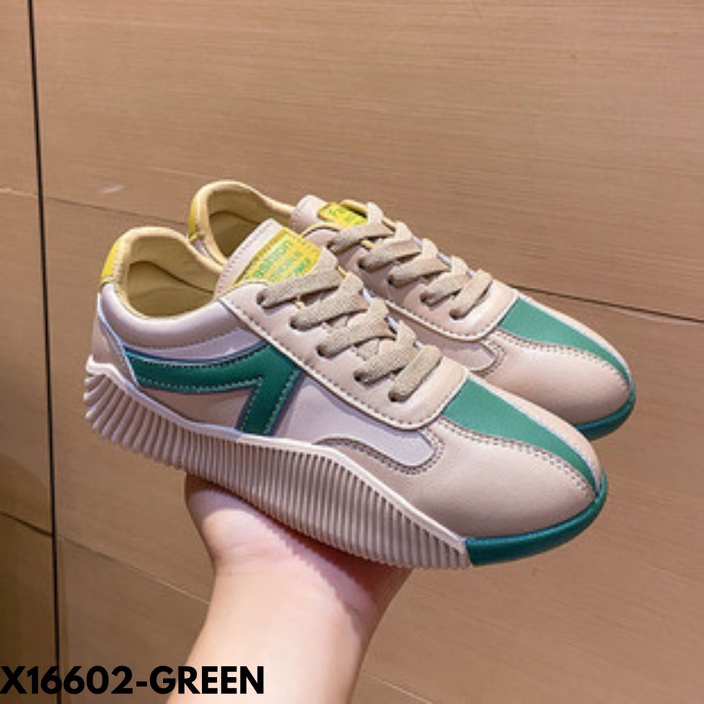 SEPATU SNEAKERS WANITA WARNA HIJAU KUNING BEIGE GAUL BAHAN PU IMPORT 16602