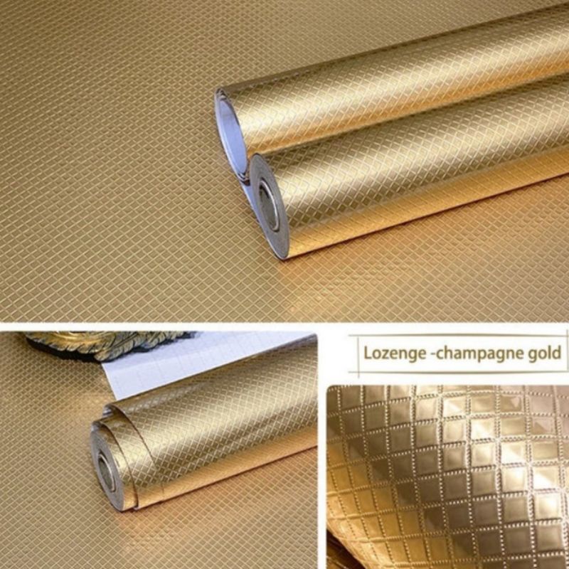 Wallpaper Dinding Dapur Dan Kamar Mandi Aluminium Foil Gold