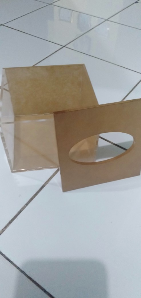 Kotak Tempat Tissue Tisu Acrylic Akrilic Bening Kecil Mini Tutup Drop