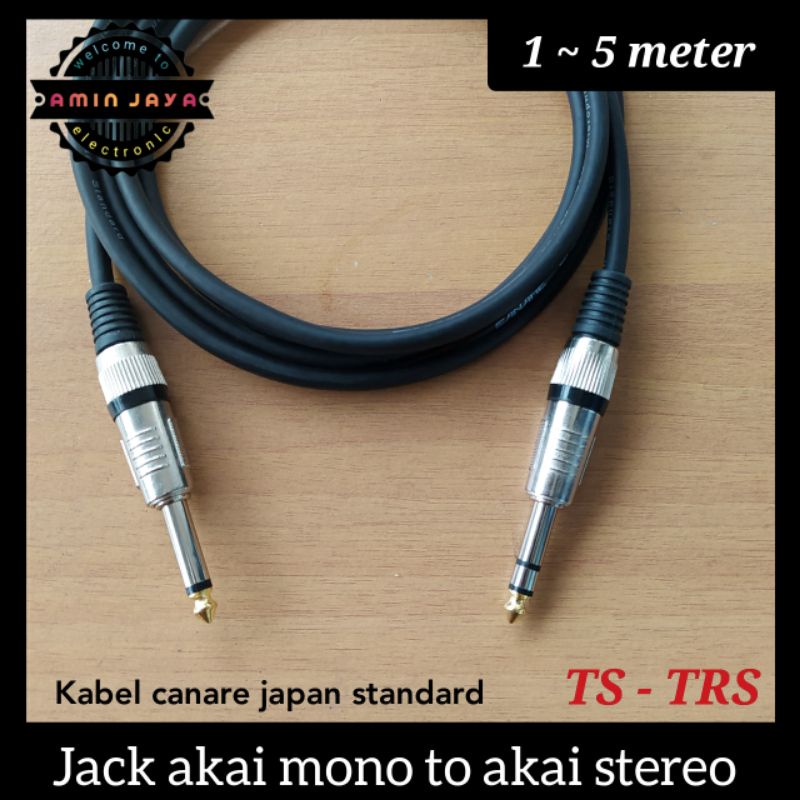 Kabel jack akai mono to akai stereo jack 6,5 TS to TRS kabel canare 1 sampai 5 meter