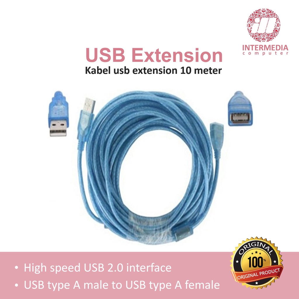 Kabel USB Extension Extender 10 Meter Perpanjangan USB Male to Female
