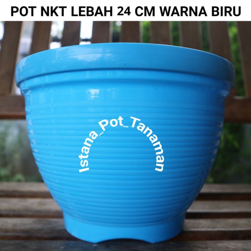 GROSIR POT BUNGA TANAMAN NKT LEBAH WARNA BIRU UKURAN 24 CM ~ Sale abizzz