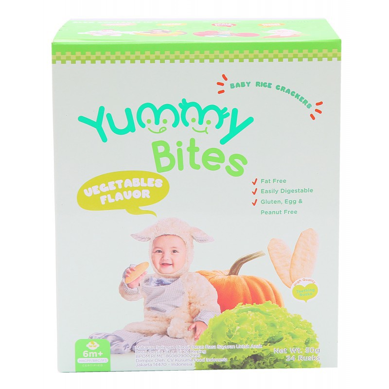 Yummy Bites Rice Cracker Snack Bayi 50 gr - Vegetables