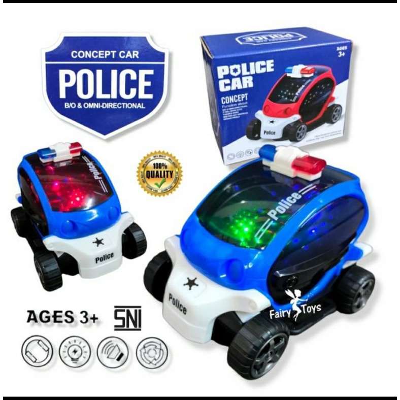Mainan Mobil Polisi Lampu 3D dan Bunyi Sirine - Merah - Biru