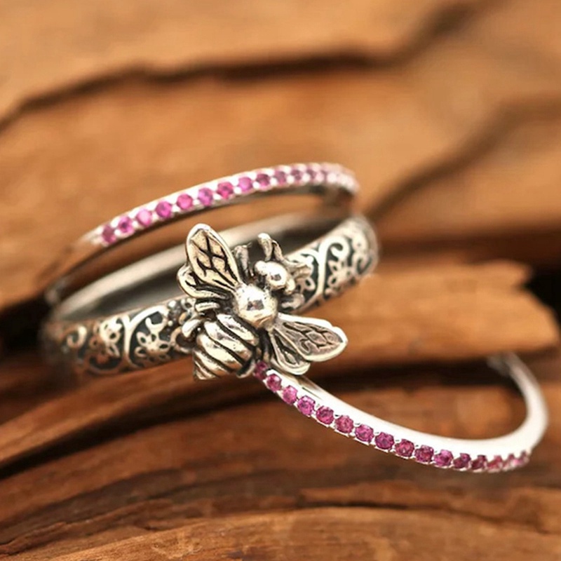 Fancyqube Cincin Berlian Sapphire Putih Alami Bentuk Sarang Lebah Bahan Sterling Silver Ukuran 5-11 Untuk Wanita