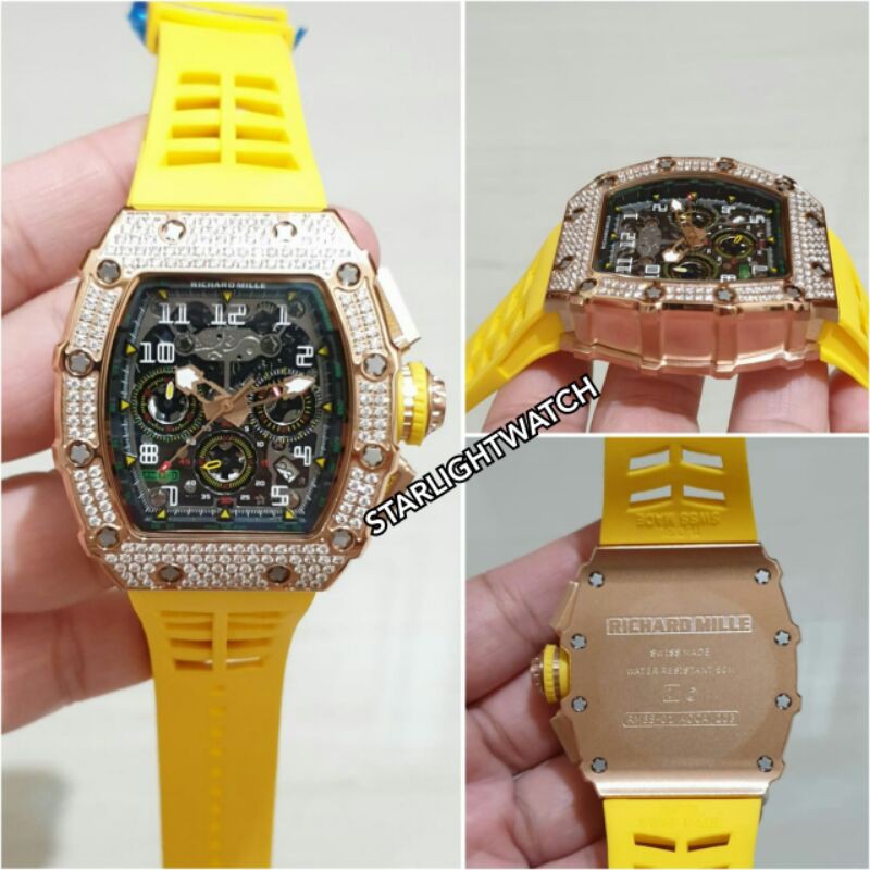 JAM TANGAN PRIA RM BATRE BODY ROSEGOLD RING FULL PERMATA