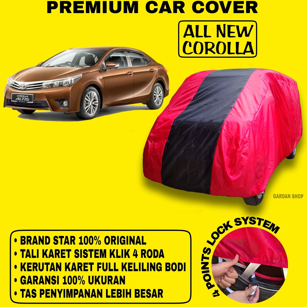 Body Cover ALL NEW COROLLA MERAH HITAM Penutup Bodi Mobil All New Corolla Waterproof PREMIUM