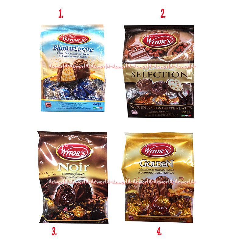 Witors Bianco 250gr Cioccolato Milk Chocolate Cokelat Itali Witor's Coklat Wintor's Bianko Cuore Selection Noir Golden