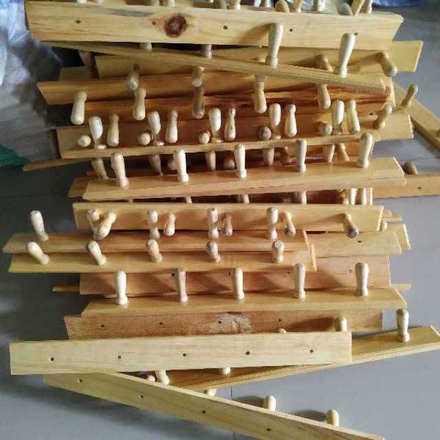 Kapstok karakter gantungan baju tempel kayu 5 kait