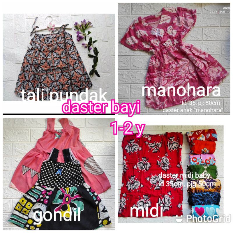 Dress Bayi Batik Tali Pundak | Manohara | Gondil | Midi Daster Anak Harian 1-2 tahun