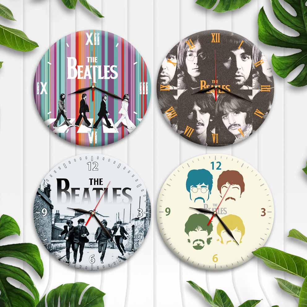 JAM DINDING KAYU UNIK BAND THE BEATLES - DEKORASI RUANGAN KAMAR - HADIAH ULANG TAHUN - BTLS S1-1