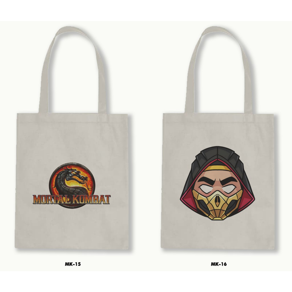 Tas Tote Bag Resleting Kanvas/Blacu  - Mortal Kombat .01