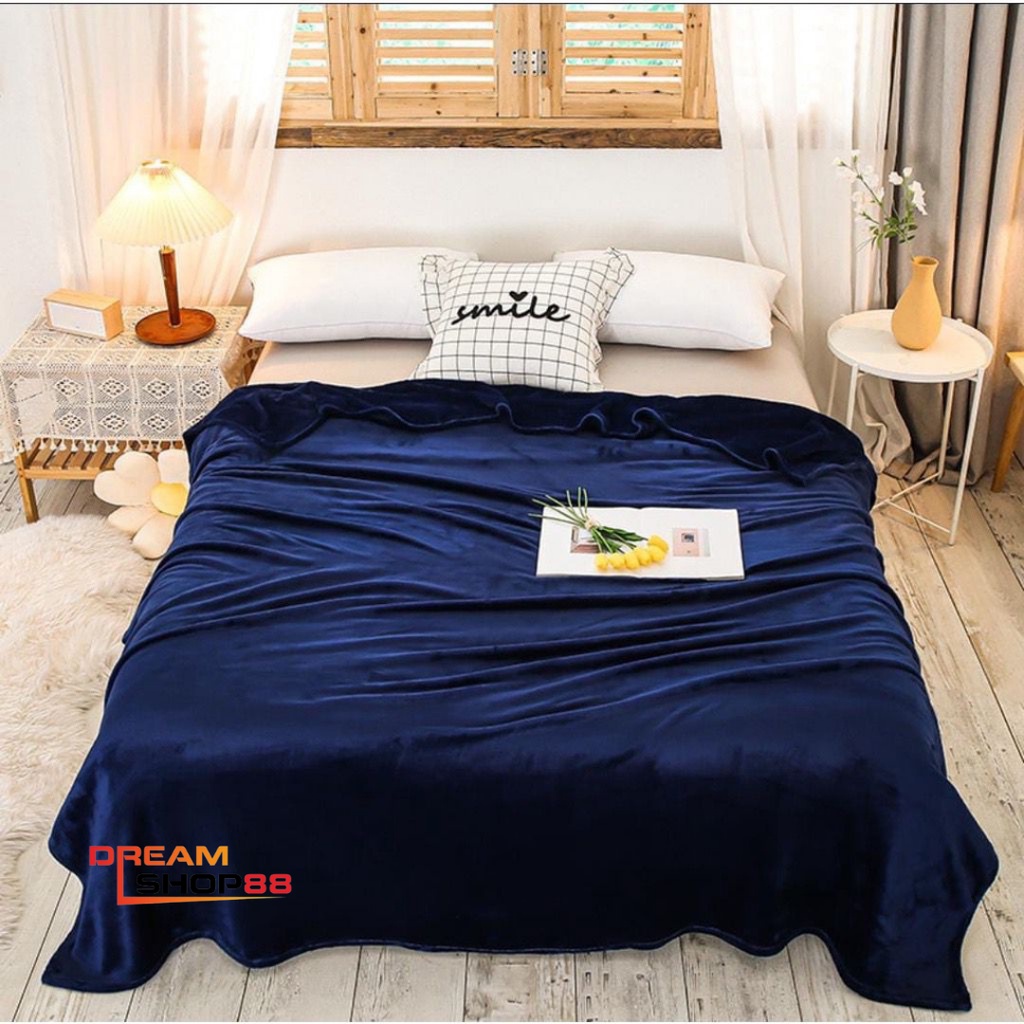 Selimut Bulu Halus Ukuran 160x200cm / Selimut Bulu Dewasa Tebal Super Lembut-navy