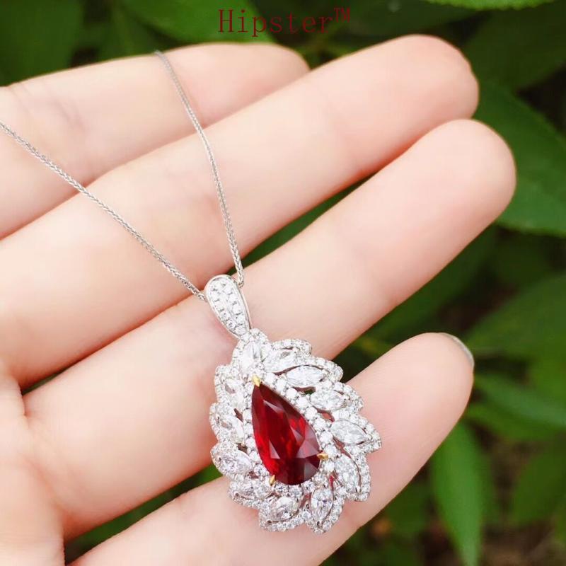 High-End Jewelry Natural Ruby Set Pendant Open Ring Earrings