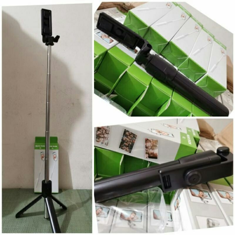 Tongsis Tripod Bluetooth R1 3 In 1 Remote Selfie Stick 360