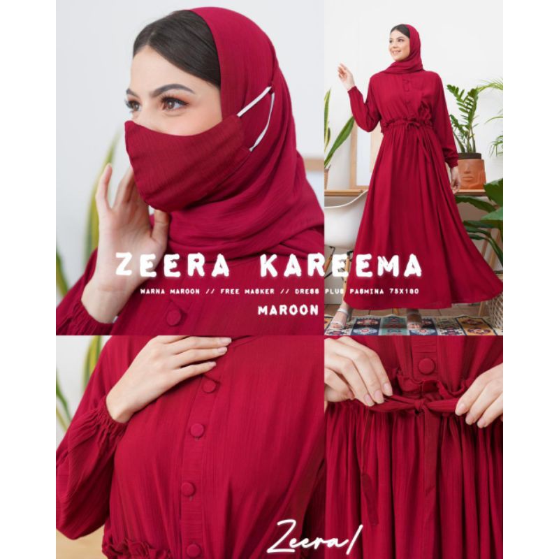 Daster arab Zeera KAREEMA Maxi Dress Gamis Crinkle Premium