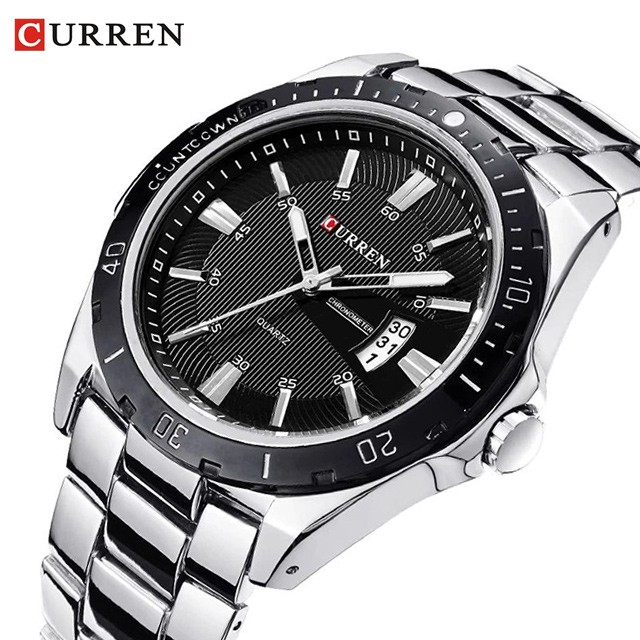 CURREN 8110 Jam Tangan Pria Analog Stainless Steel Chronograph Aktif WATCHKITE WKOS