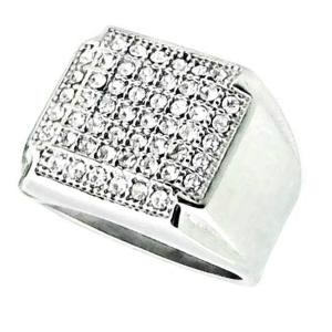 Unik Cincin Pria Diamond Crystal Ring Titanium Steel Berkualitas